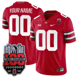 Custom Ohio State Buckeyes Football Scarlet Game Stitched Jersey w/ 100th Anniversary Patch