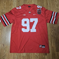 Alternative view of Custom Ohio State Buckeyes Football Scarlet Game Stitched Jersey w/ 100th Anniversary Patch