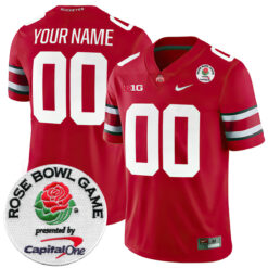 Custom Ohio State Buckeyes Football Scarlet Game Stitched Jersey w/ Rose Bowl Patch