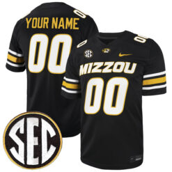Custom Missouri Tigers Football Black Stitched Jersey w/ SEC Patch