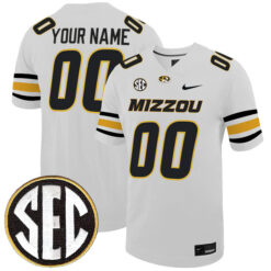 Custom Missouri Tigers Football White Stitched Jersey w/ SEC Patch