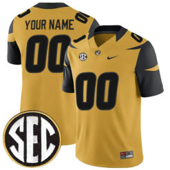 Custom Missouri Tigers Football Gold Stitched Jersey w/ SEC Patch