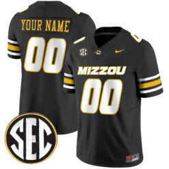 Custom Missouri Tigers Football Black Vapor Limited Stitched Jersey w/ SEC Patch