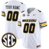 Custom Missouri Tigers Football White Vapor Limited Stitched Jersey w/ SEC Patch