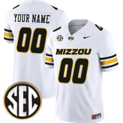 Custom Missouri Tigers Football White Vapor Limited Stitched Jersey w/ SEC Patch