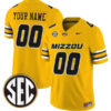 Custom Missouri Tigers Football Gold Vapor Limited Stitched Jersey w/ SEC Patch