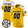Custom Missouri Tigers Football Alternate Gold Vapor Limited Stitched Jersey w/ SEC Patch