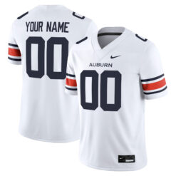 Custom Auburn Tigers Football White Away Game Stitched Jersey