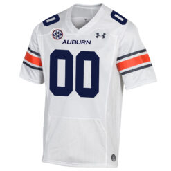 Alternative view of Custom Auburn Tigers Football White Game Stitched Jersey w/ SEC Patch