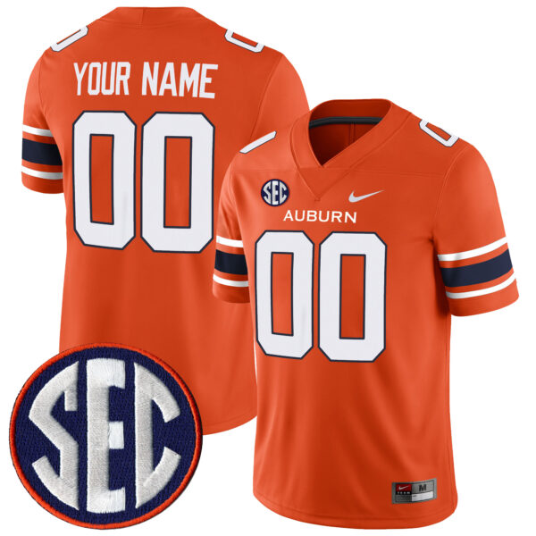 Custom Auburn Tigers Football Orange Alternate Game Stitched Jersey w/ SEC Patch
