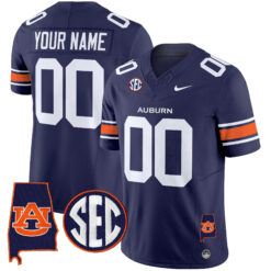 Custom Auburn Tigers Football Navy Vapor Limited Stitched Jersey