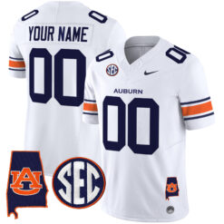 Custom Auburn Tigers Football White Vapor Limited Stitched Jersey