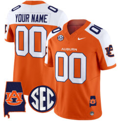 Custom Auburn Tigers Football Orange Alternate Vapor Limited Stitched Jersey
