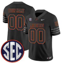 Custom Auburn Tigers Football Black Orange Stitched Jersey w/ SEC Patch