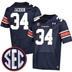 Bo Jackson Auburn Tigers Football Navy Home Stitched Jersey w/ SEC Patch