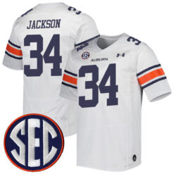Bo Jackson Auburn Tigers Football White Away Stitched Jersey w/ SEC Patch