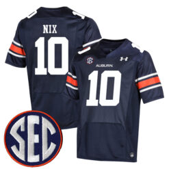 Bo Nix Auburn Tigers Football Navy Home Stitched Jersey w/ SEC Patch