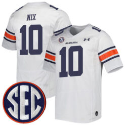 Bo Nix Auburn Tigers Football White Away Stitched Jersey w/ SEC Patch