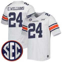 Cadillac Williams Auburn Tigers Football White Away Stitched Jersey w/ SEC Patch