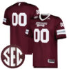Custom Mississippi State Bulldogs Football Maroon Premier Stitched Jersey w/ SEC Patch