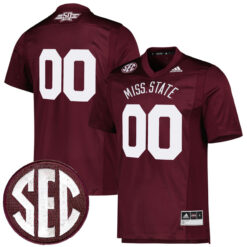 Custom Mississippi State Bulldogs Football Maroon Dowsing X Bell 50th Anniversary Stitched Jersey w/ SEC Patch