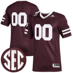 Custom Mississippi State Bulldogs Football Maroon Premier Strategy Stitched Jersey w/ SEC Patch