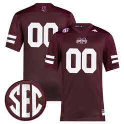 Custom Mississippi State Bulldogs Football Maroon Premier Stitched Jersey w/ SEC Patch