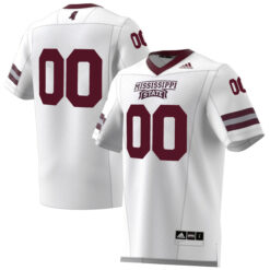Custom Mississippi State Bulldogs Football White Premier Strategy Stitched Jersey