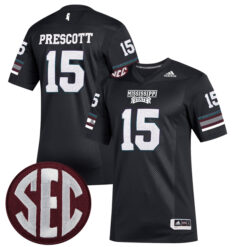 Dak Prescott Mississippi State Bulldogs Football 2019 Special Black Premier Stitched Jersey w/ SEC Patch