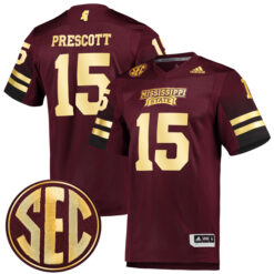 Dak Prescott Mississippi State Bulldogs Football 2019 Special Maroon Premier Stitched Jersey w/ SEC Patch