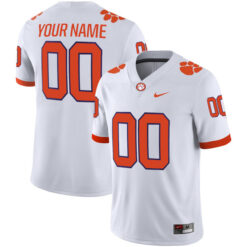 Custom Clemson Tigers Football White Game Stitched Jersey