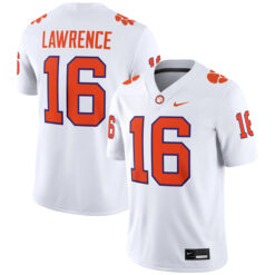 Trevor Lawrence Clemson Tigers Football White Away Stitched Jersey