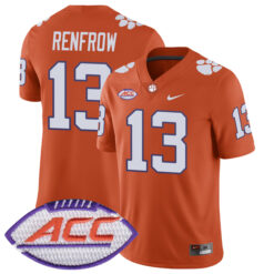 Hunter Renfrow Clemson Tigers Football Orange Home Stitched Jersey w/ ACC Patch