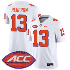 Hunter Renfrow Clemson Tigers Football White Away Stitched Jersey w/ ACC Patch