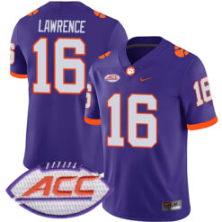 Trevor Lawrence Clemson Tigers Football Purple Alternate Stitched Jersey w/ ACC Patch