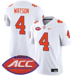 Deshaun Watson Clemson Tigers Football White Away Stitched Jersey w/ ACC Patch