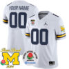 Custom Michigan Wolverines Football 2024 Rose Bowl White Stitched Jersey