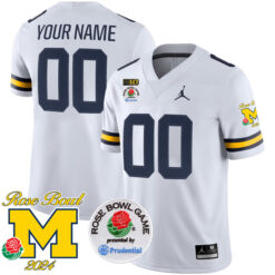 Custom Michigan Wolverines Football 2024 Rose Bowl White Stitched Jersey