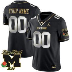 Custom Michigan Wolverines Football 2024 Rose Bowl Black Limited Stitched Jersey