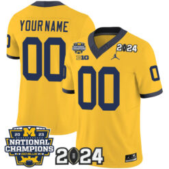 Custom Michigan Wolverines Football 2023 CFP Champs Maize Yellow Vapor F.U.S.E Limited Stitched Jersey