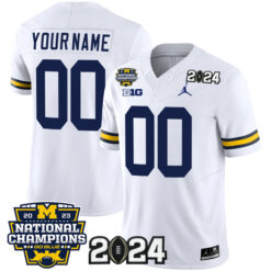 Custom Michigan Wolverines Football 2023 CFP Champs White Vapor F.U.S.E Limited Stitched Jersey