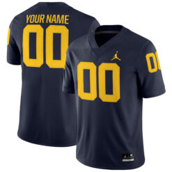 Custom Michigan Wolverines Football Navy Game Stitched Jersey