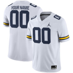Custom Michigan Wolverines Football White Game Stitched Jersey