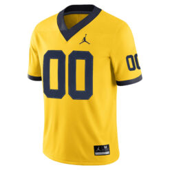 Alternative view of Custom Michigan Wolverines Football Maize Game Stitched Jersey