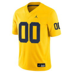 Alternative view of Custom Michigan Wolverines Football Maize Alternate Game Stitched Jersey