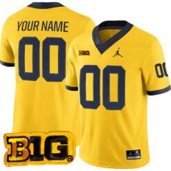 Custom Michigan Wolverines Football Maize Game Stitched Jersey w/ B1G Patch