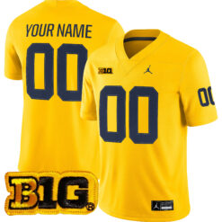 Custom Michigan Wolverines Football Maize Alternate Game Stitched Jersey w/ B1G Patch
