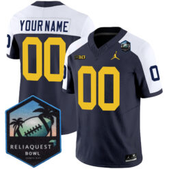 Custom Michigan Wolverines Football ReliaQuest Bowl Navy Alternate Stitched Jersey