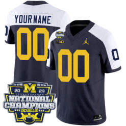 Custom Michigan Wolverines Football CFP National Championship Navy Alternate Stitched Jersey