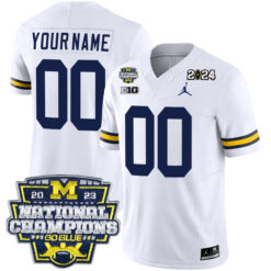 Custom Michigan Wolverines Football 2023 CFP National Championship White Stitched Jersey